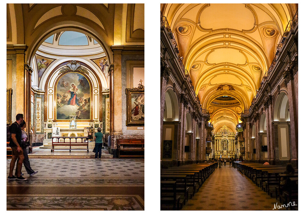 3 Argentinien Buenos Aires Catedral Metropolitana Santísima Trinidad
Die Catedral Metropolitana Santísima Trinidad de Buenos Aires ist die Hauptkirche der Katholiken und Mutterkirche des Erzbistums in der argentinischen Hauptstadt Buenos Aires. Sie befindet sich im Stadtteil San Nicolás an der Plaza de Mayo, an der Straßenecke San Martín und Rivadavia. Die Kathedrale war Sitz des Erzbischofs Jorge Mario Bergoglio SJ, der am 13. März 2013 zum 266. Bischof von Rom und damit zum Papst und Oberhaupt der römisch-katholischen Kirche und des Staates der Vatikanstadt gewählt wurde. laut Wikipedia
Schlüsselwörter: Buenos Aires