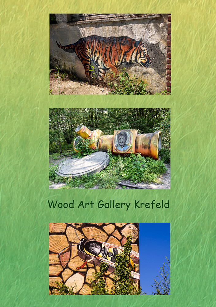 Wood Art Gallery Krefeld
20 Street Art Künstler verwandelten 2015 die Umgebung des Umweltzentrums Krefeld (Talring 45) in ein großes Atelier.  Ausgewählte, der noch von der Firma Duisburger Cementwarenfabrik Carstanjen stammenden Betonrohre, Platten und Wege wurden künstlerisch gestaltet.  Unberührte Natur, schmale Pfade, stetiger Wechsel zwischen Licht und Schatten und die kaum erkennbar pflegende Hand der Naturschützer machen das Areal zu einer besonders reizvollen Kulisse. 
Schlüsselwörter: 2021