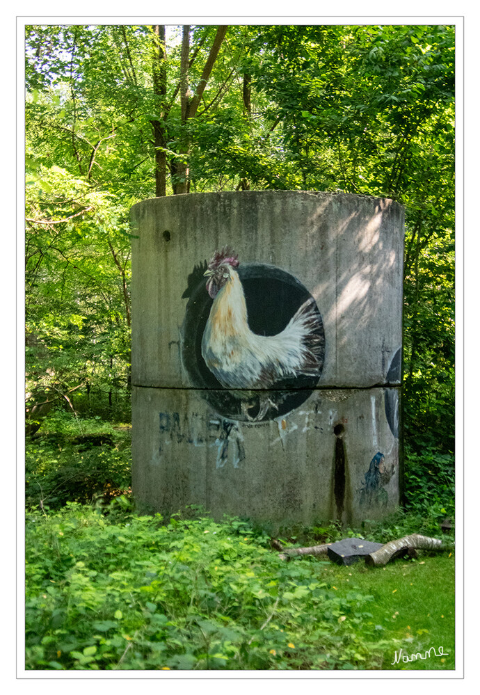 Graffiti - Huhn
Street-Art-Künstler aus der ganzen Welt verwandelten die Umgebung des Hülser Umweltzentrums in ein riesiges Atelier. Dabei widmen sie sich mit der Gestaltung von alten Betonrohren, Platten und Wegen einem völlig neuen Genre. lt. niederrhein-edition
Schlüsselwörter: 2024